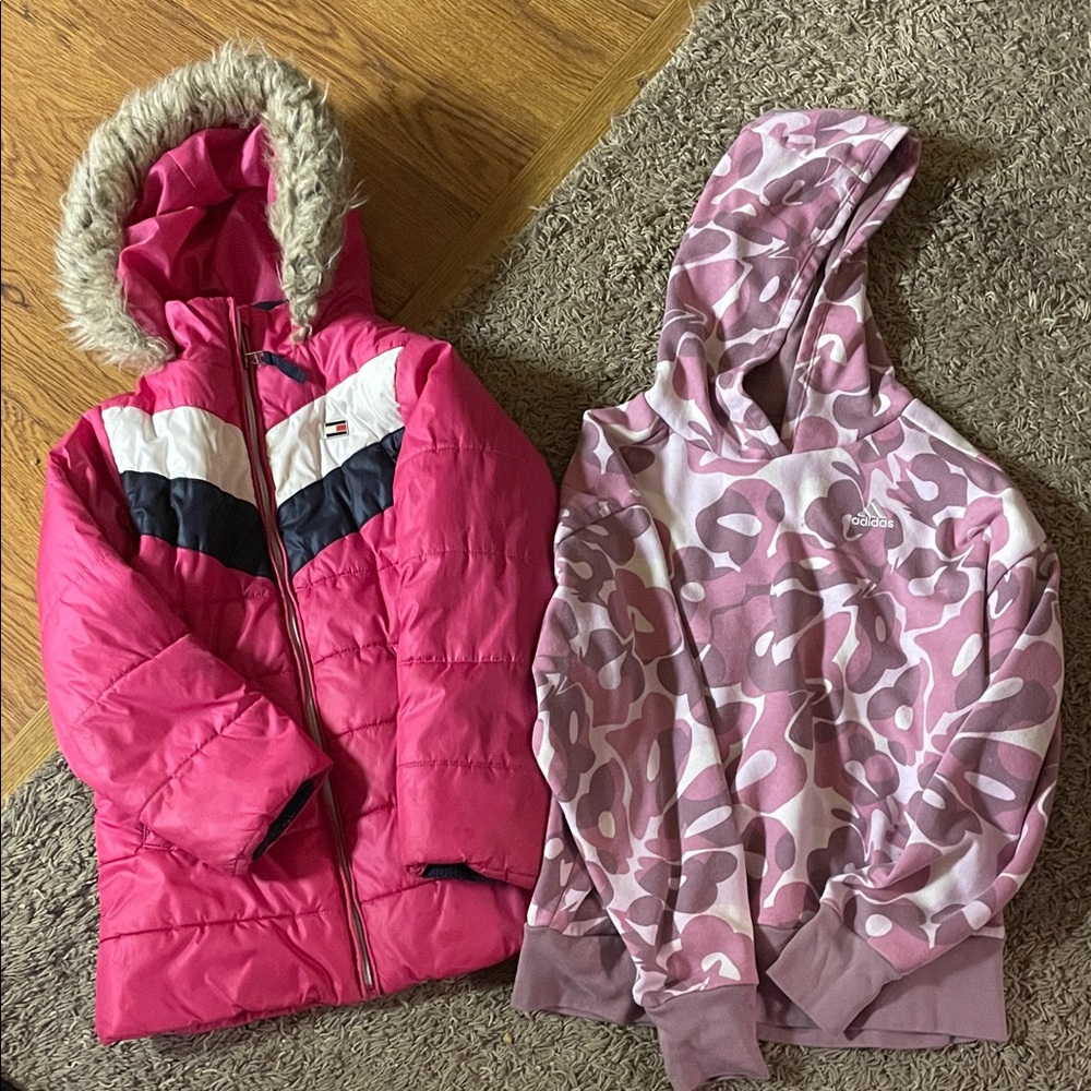 Tommy Hilfiger Pink PufferJacket and Adidas Hoodie